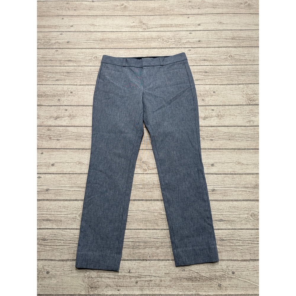 Banana Republic Dress Pants Women's 4 Blue Textured Straight Leg Formal Trousers